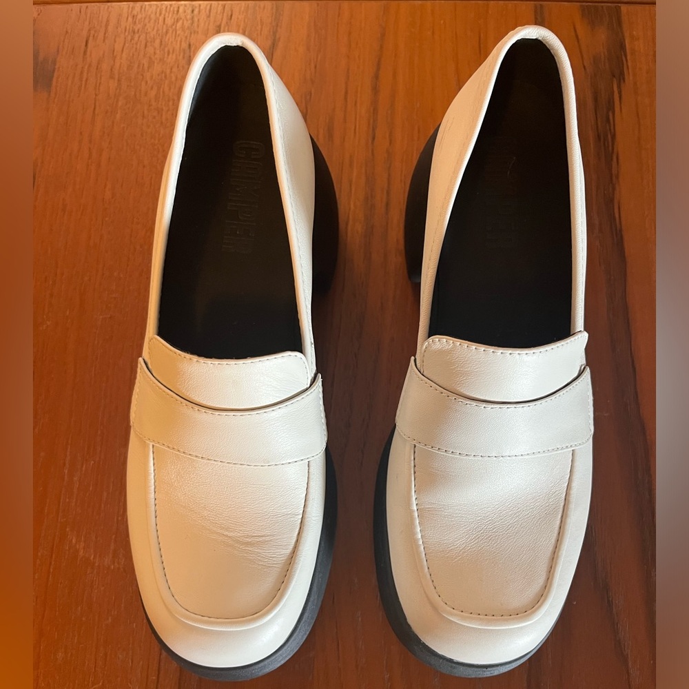 Camper Thelma white platform loafer